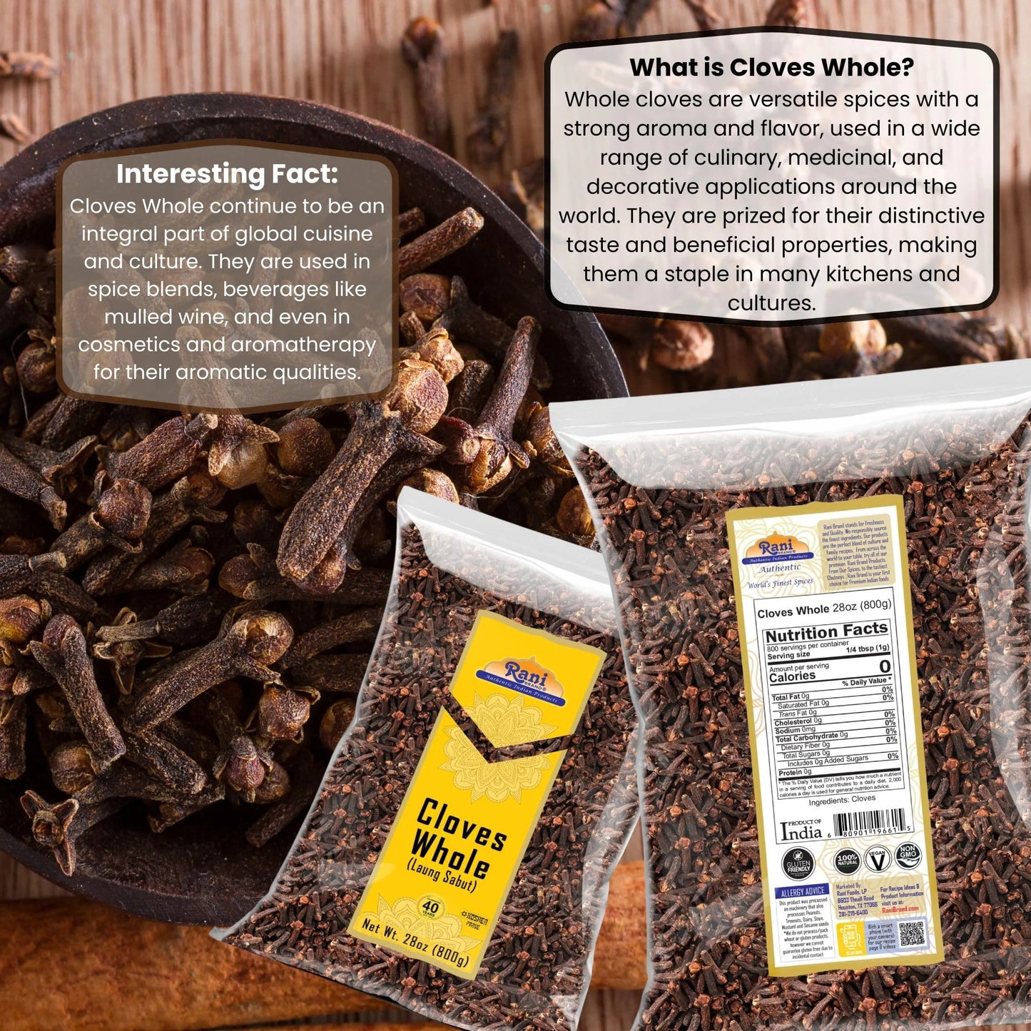 Rani Cloves Whole (Laung) 28Oz (800G) Great for Food, Tea, Pomander Balls and Potpourri, Hand Selected, Spice ~ All Natural | NON-GMO | Kosher | Vegan | Gluten Friendly | Indian Origin