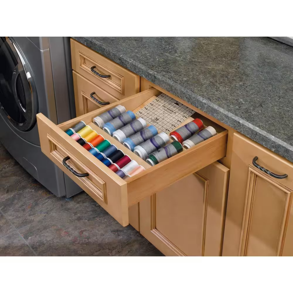 Maple 16 Inch Kitchen Drawer Organizer Insert Spice Rack 3-Tier