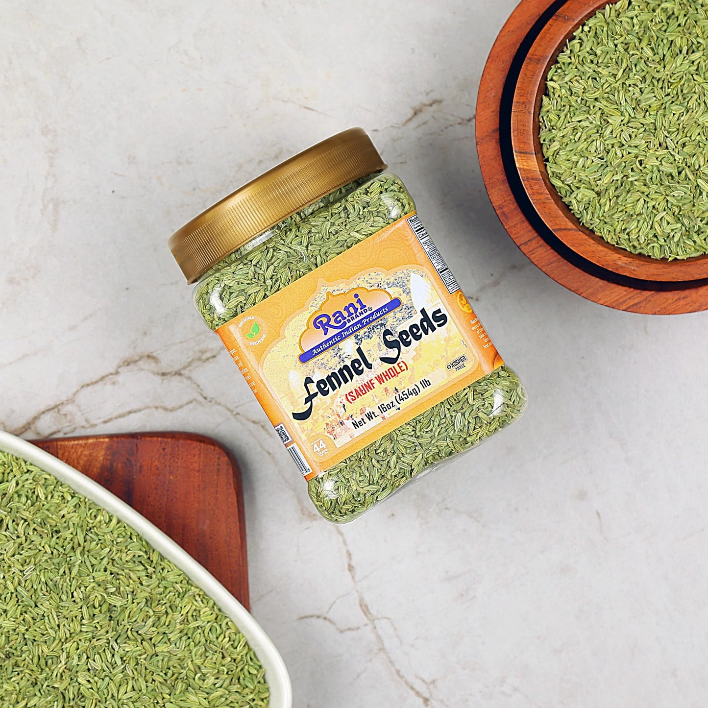 Fennel Seeds (Saunf Sabut) Whole Spice 16Oz (1Lb) 454G PET Jar ~ All Natural | Gluten Friendly | NON-GMO | Vegan | Kosher | Indian Origin