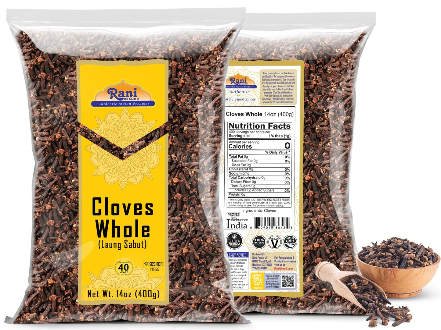 Rani Cloves Whole (Laung) 14Oz (400G) Great for Food, Tea, Pomander Balls and Potpourri, Hand Selected, Spice ~ All Natural | NON-GMO | Kosher | Vegan | Gluten Friendly | Indian Origin