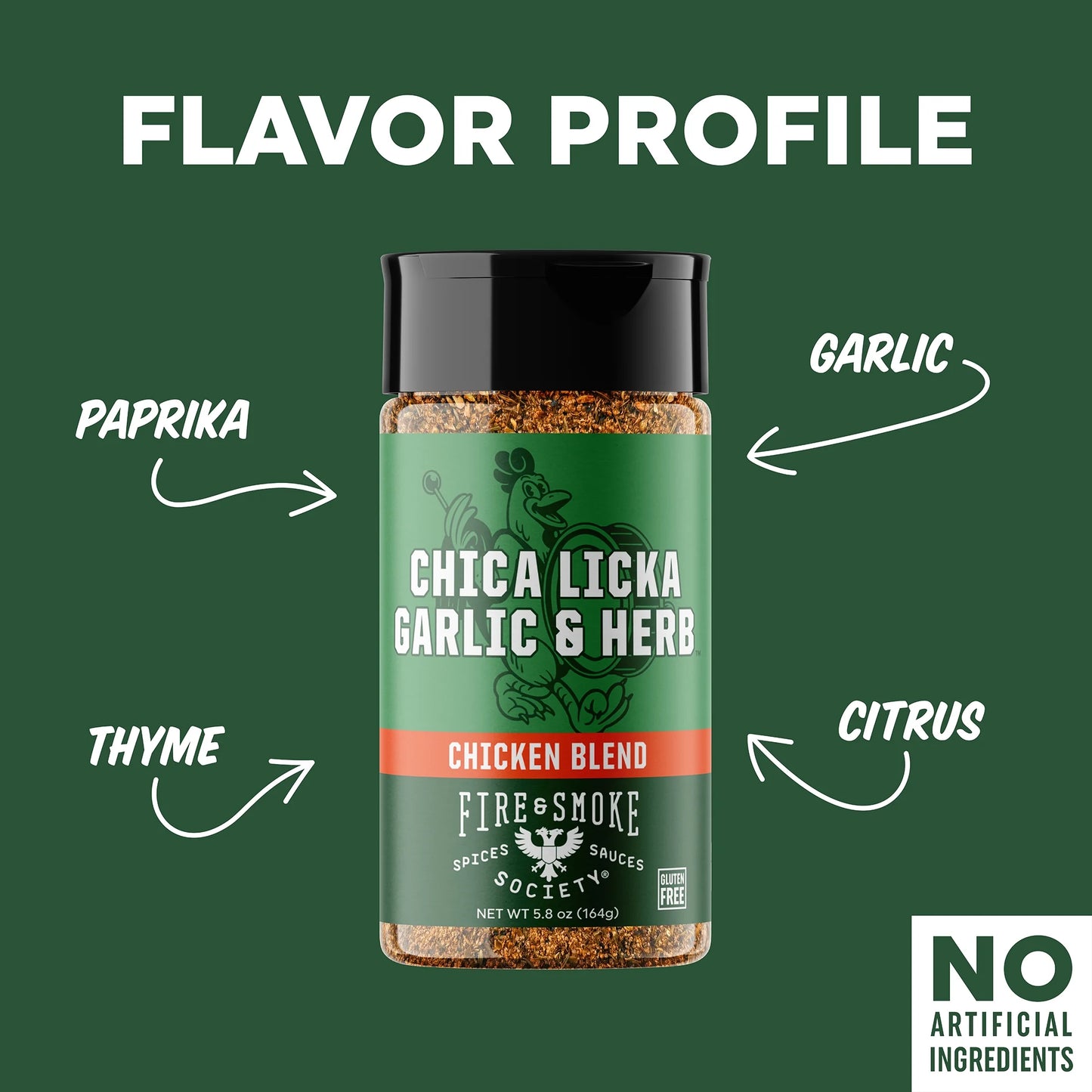 Chica Licka Garlic and Herb Seasoning, Chicken Seasoning, 5.5 Ounce Mixed Spices & Seasonings