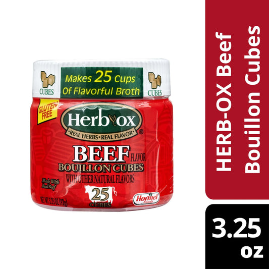 Beef Bouillon Cubes, 25 Count, Shelf-Stable, 3.25 Oz Plastic Jar