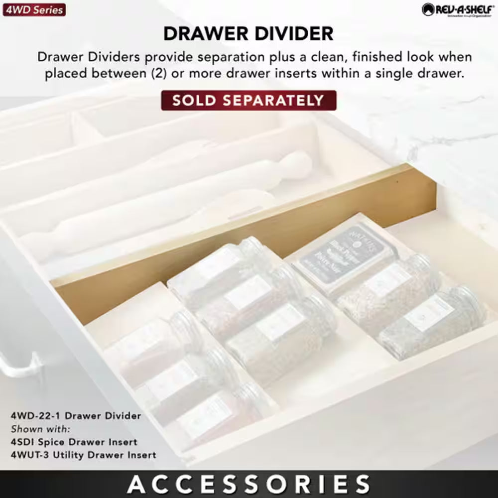 Maple 16 Inch Kitchen Drawer Organizer Insert Spice Rack 3-Tier