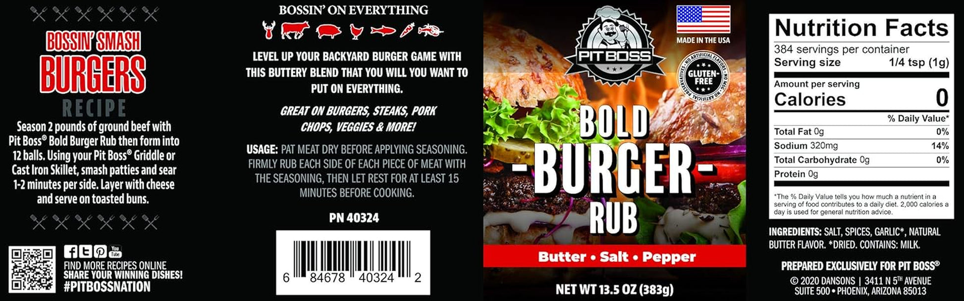 40324 Bold Burger Rub Grill Spices, 13.5 Ounce (Pack of 1), Multicolored