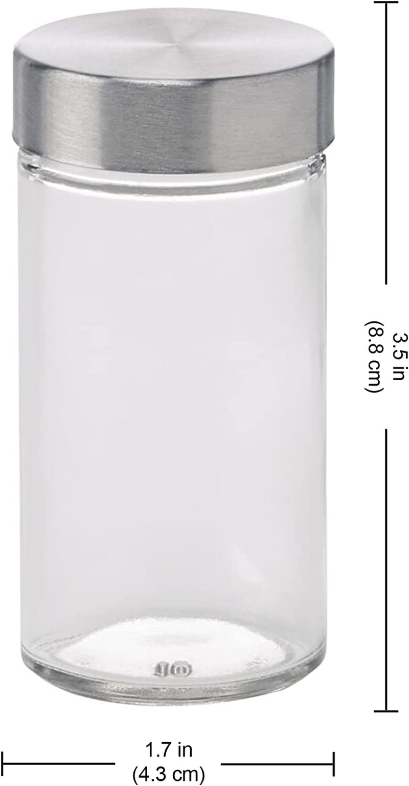 Clear Reusable 3 Oz Jars with Stainless Steel Shaker Lids, and Twist-On Caps for Airtight Seals 12 Pk
