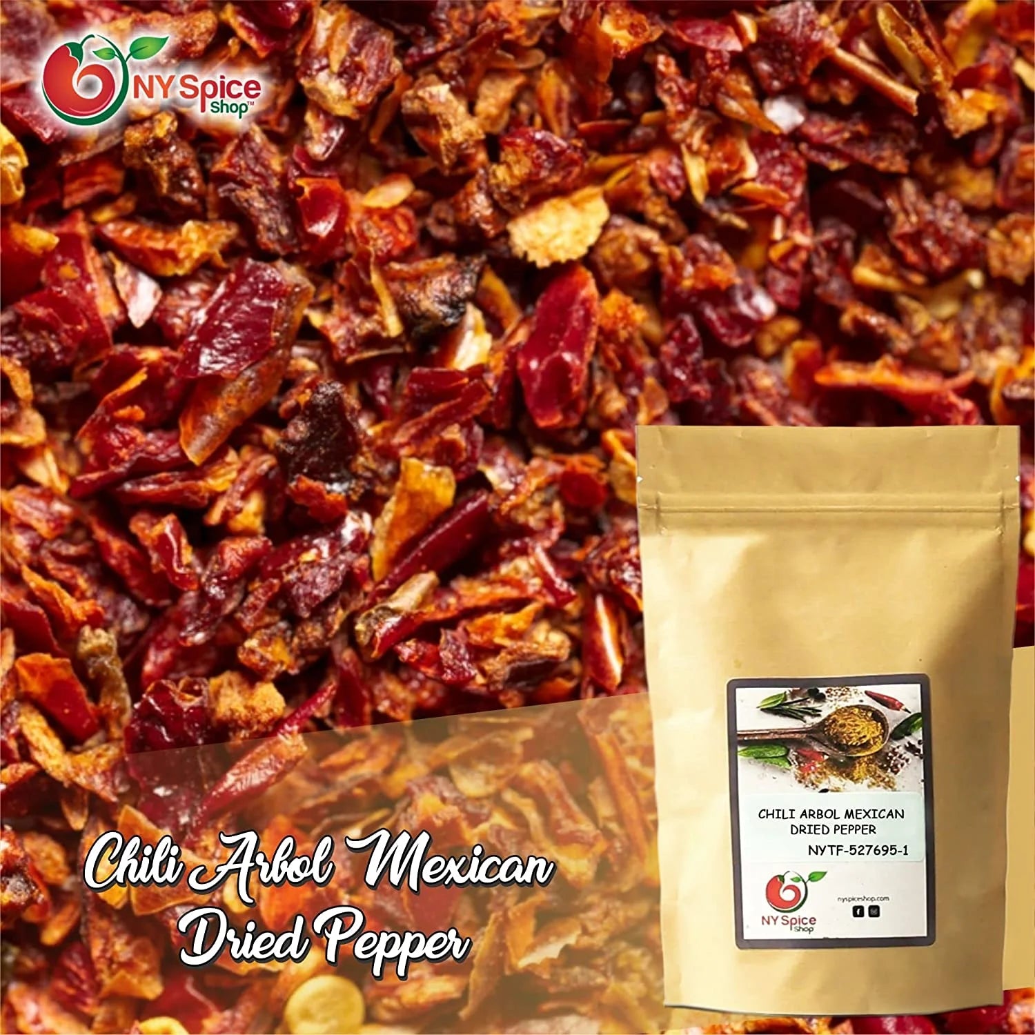Chili De Arbol - Arbol Chiles Dried - Dried Habanero Peppers - Whole Red Arbol - 08 Oz.