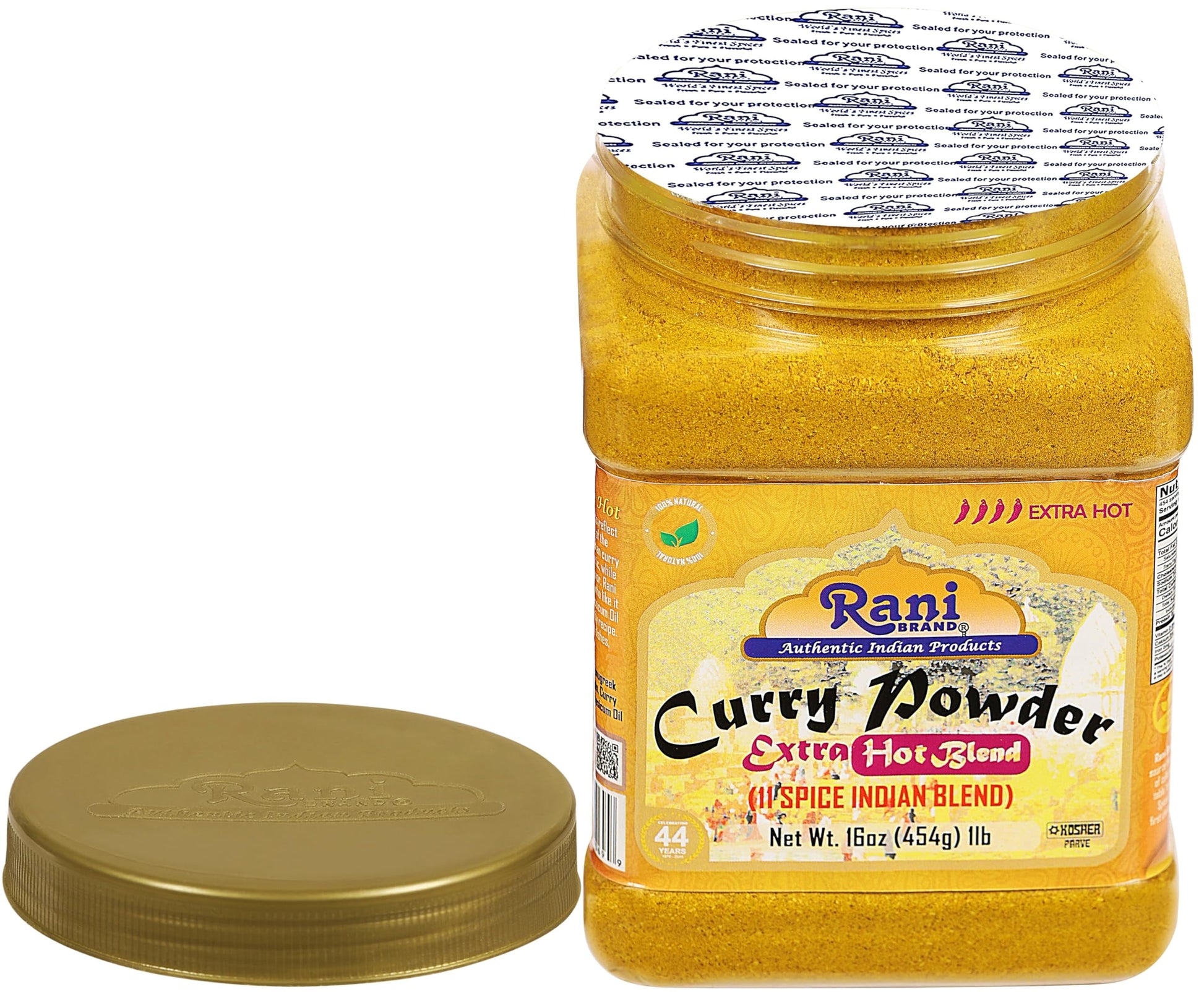 Rani Curry Powder EXTRA HOT (11-Spice Authentic Indian Blend) 16Oz (1Lb) 454G PET Jar ~ All Natural | Salt-Free | Vegan | No Colors | Gluten Friendly | NON-GMO | Kosher | Indian Origin