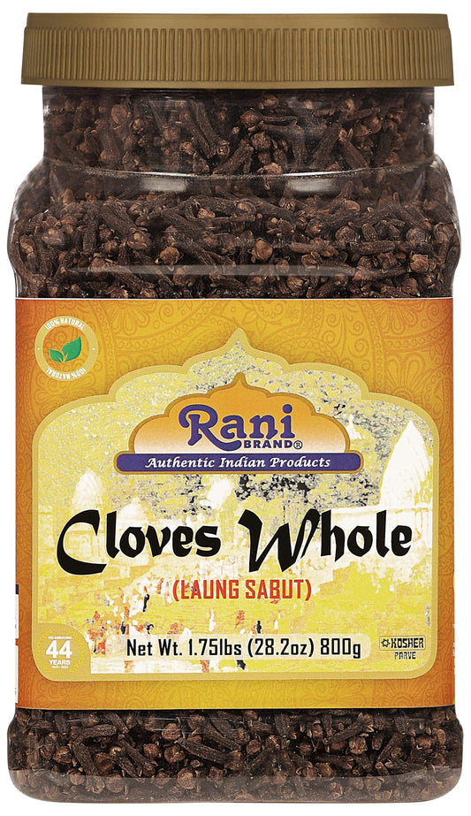 Rani Cloves Whole (Laung) 28Oz (800G) Great for Food, Tea, Pomander Balls and Potpourri, Hand Selected, Spice, Bulk PET Jar ~ All Natural | NON-GMO | Vegan | Gluten Friendly | Kosher | Indian Origin