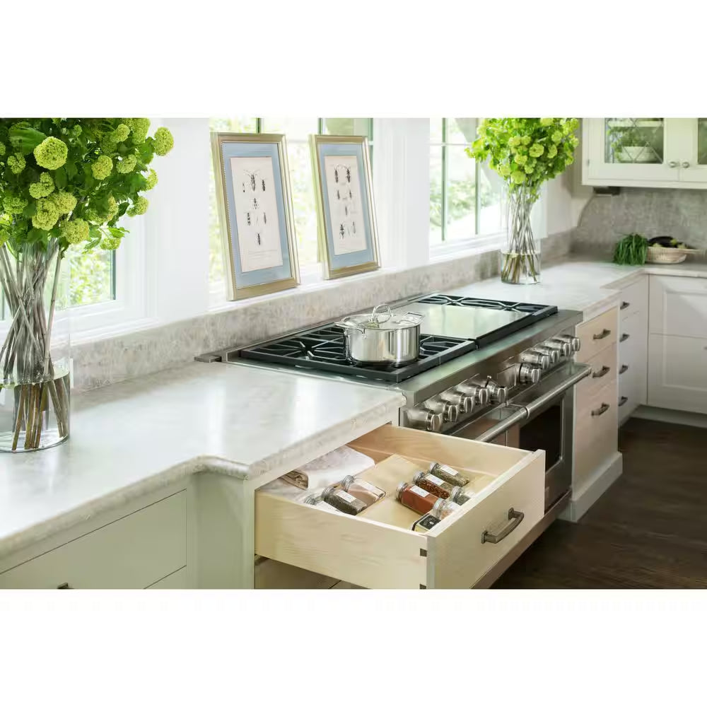 Maple 16 Inch Kitchen Drawer Organizer Insert Spice Rack 3-Tier