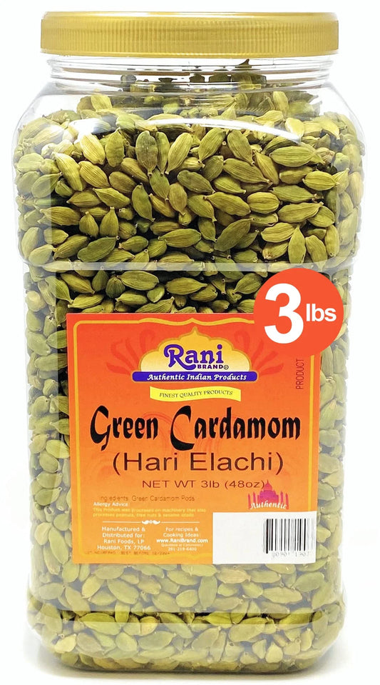 Green Cardamom Pods Spice (Hari Elachi) 48Oz (3Lbs) 1.36Kg PET Jar ~ All Natural | Vegan | Gluten Friendly | NON-GMO | Kosher | Product of India