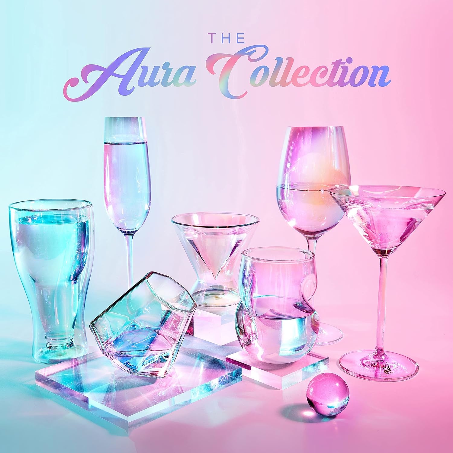 Whiskey Glasses - 10 Oz Iridescent Diamond Shaped Whiskey Glasses Set of 2 - Wine and Bourbon Barware That Naturally Aerates - Unique Drinkware