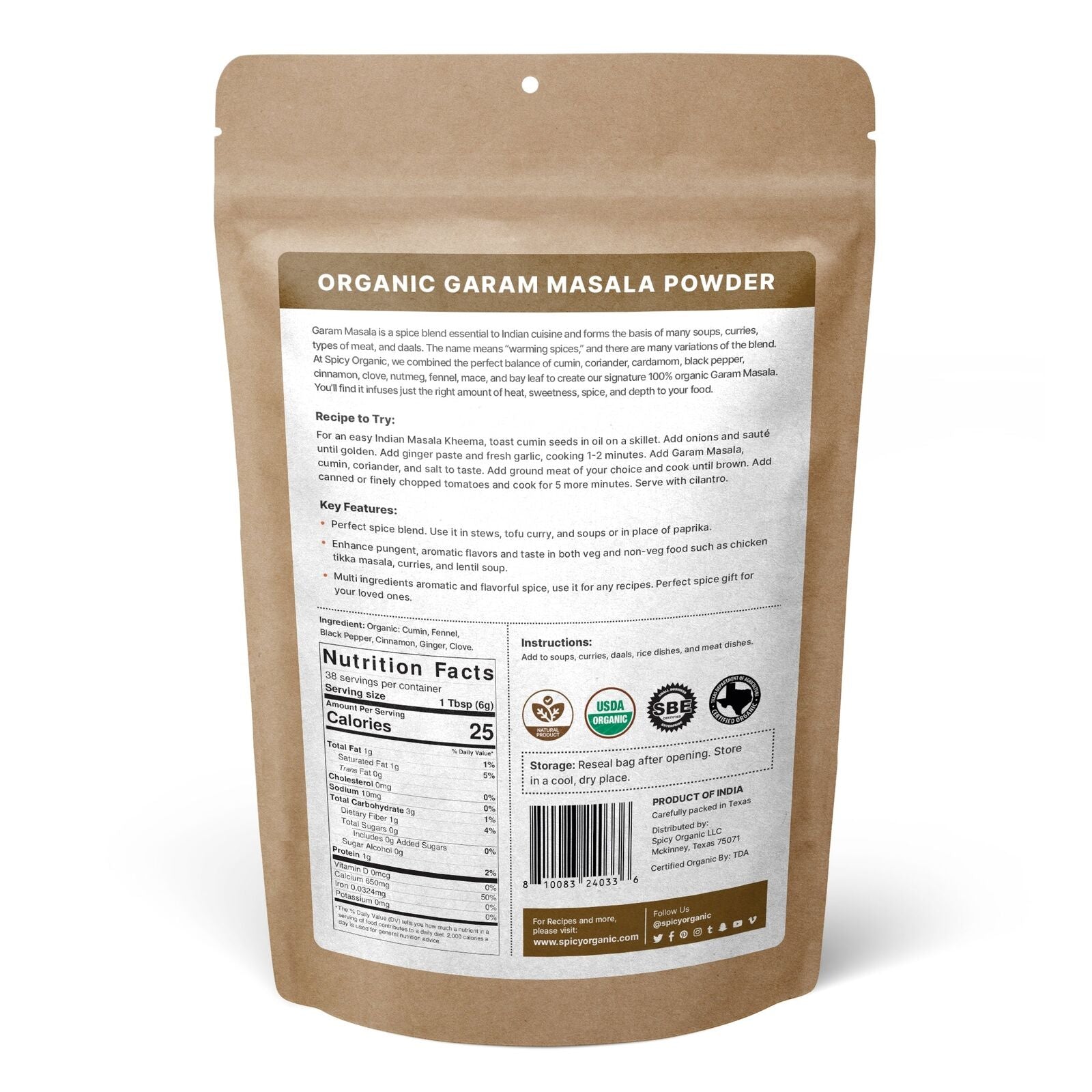 Organic Garam Masala-Usda Certified-Indi