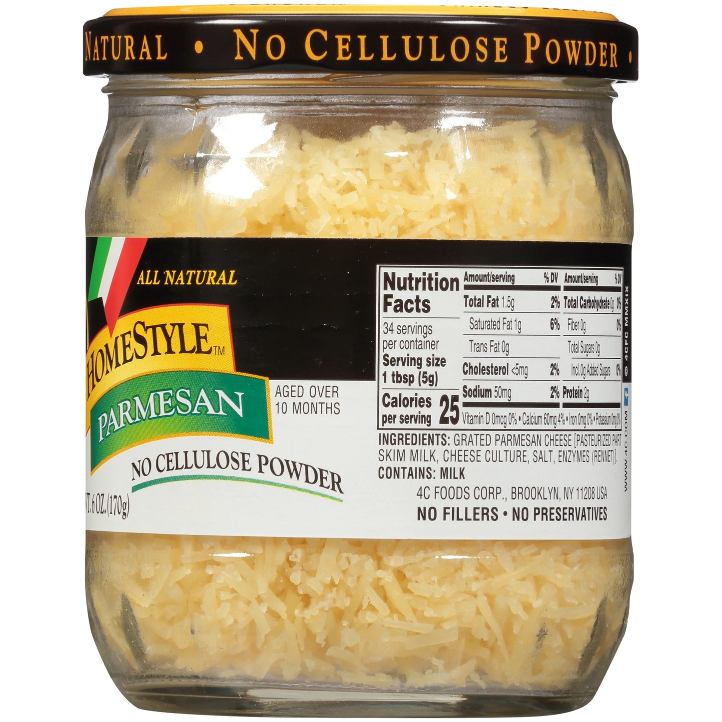 Homestyle Parmesan Grated Cheese 6 Oz Jar