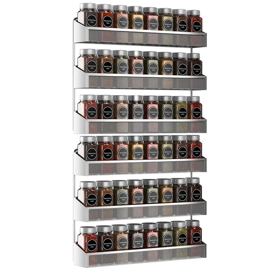 2 Pack Spice Rack Organizer, 3 Tier Counter-Top Stand or Wall Mounted Storage Rack Hanging Shelf for Kitchen Cabinet, Cupboard, Pantry Door or Bathroom Shower Cosmetic - Chrome