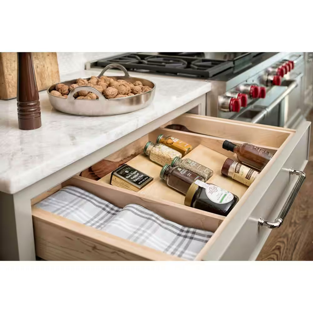 Maple 16 Inch Kitchen Drawer Organizer Insert Spice Rack 3-Tier